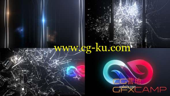 AE模板-玻璃破碎Logo动画 Abstract Glass Shatter Logo Opener的图片1