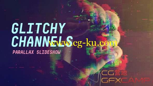 AE模板-色彩分离信号损坏视差图片开场 Glitchy Channels Parallax Slideshow的图片1