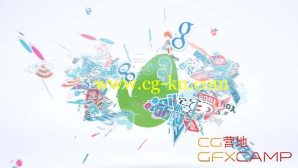AE模板-图标汇聚Logo动画 Social Reveal Logo Intro的图片1