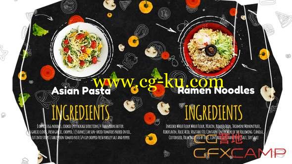 AE模板-食物美食介绍片头动画 Recipes Menu Slideshow的图片1