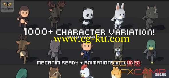 卡通游戏角色3D模型 Cubebrush - 1000+ Character Pack的图片1