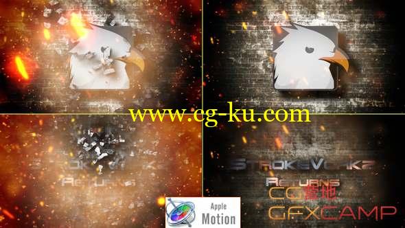 Apple Motion模板-大气火星冲击Logo动画 Cinematic Fire Impact Logo的图片1