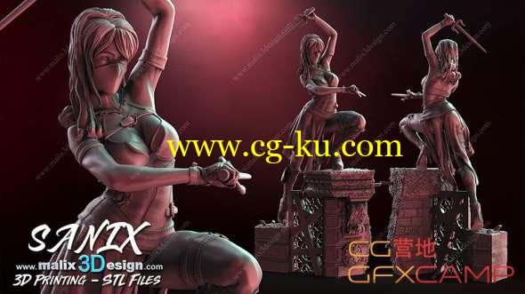 女杀手可打印3D模型 Cubebrush - ELEKTRA - Model for 3D Printing的图片1