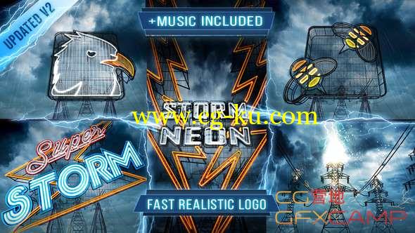 AE模板-高压电风暴霓虹灯Logo动画 Neon Storm Logo Intro的图片1