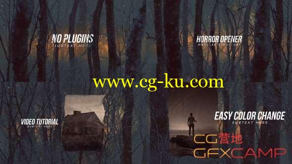 AE模板-恐怖森林文字标题宣传片头 Horror Opener Titles的图片1