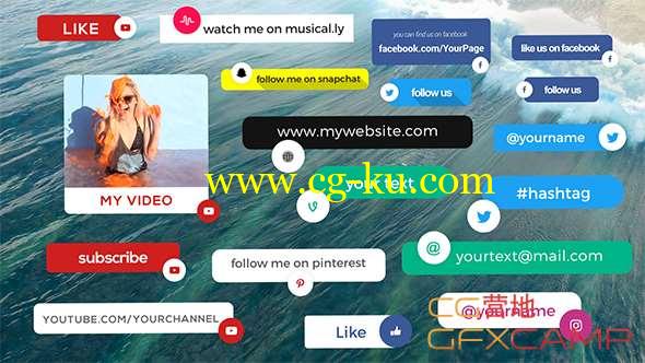 AE模板-社交应用人名字幕条动画 Social Media Info Box的图片1