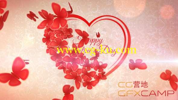 AE模板-浪漫爱心蝴蝶飞舞片头 Romantic Heart Opener的图片1
