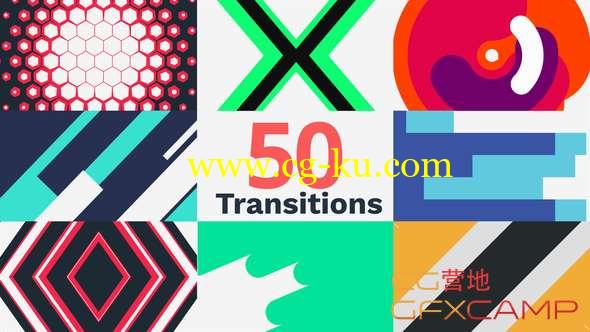 AE模板-50组扁平化图形转场 Transitions的图片1