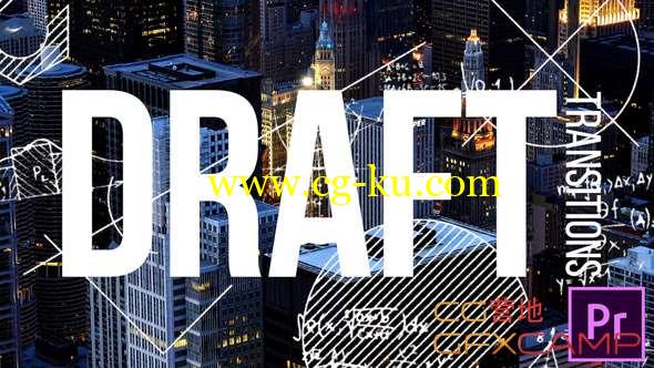 PR模板-线框图形转场 Draft Transitions的图片1