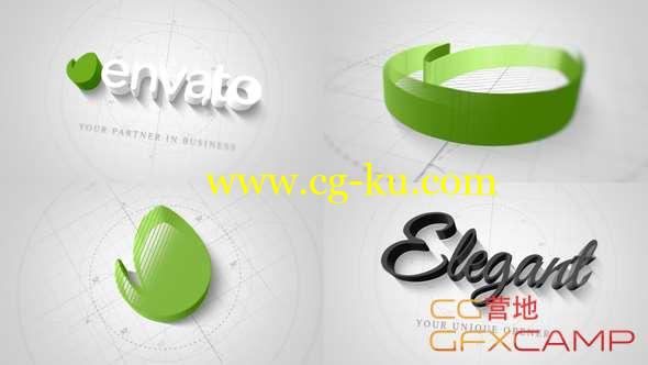 AE模板-建筑草图三维Logo动画 Technical Elegant Logo 3D Opener的图片1