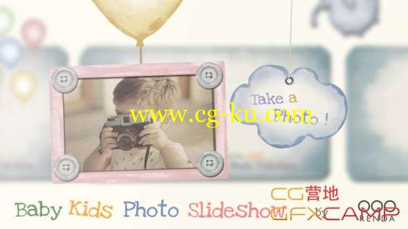 AE模板-儿童小孩照片悬挂相册片头 Baby Kids Photo Slideshow的图片1