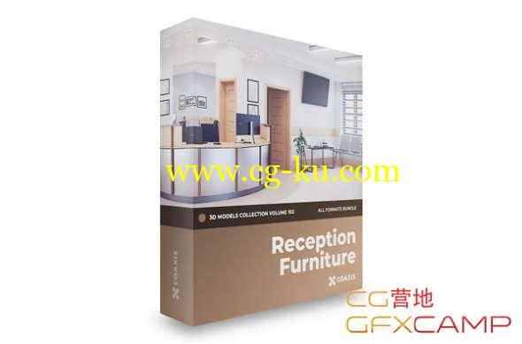 接待处室内家具3D模型 CGAxis - Reception Furniture 3D Models Collection - Volume 102 (C4D/MAX/OBJ/FBX等格式)的图片1