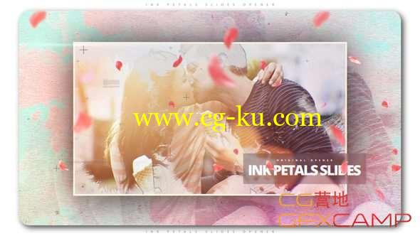 AE模板-水墨遮罩幻灯片照片相册开场 Ink Petals Slides Opener的图片1