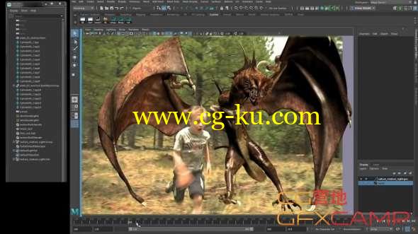龙绑定动画特效合成Maya教程 VFX Animation for Television with Elaina Scott的图片1