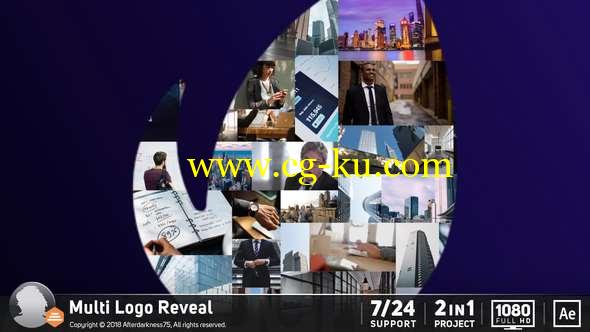 AE模板-视频照片墙汇聚Logo动画 Multi Logo Reveal的图片1