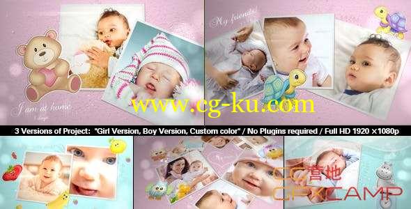 AE模板-儿童婴儿照片相册可爱片头 Baby Photo Album Lovely Slideshow的图片1