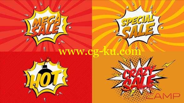 AE模板-卡通漫画对话框气泡动画 Comic Book Sale Cartoon的图片1