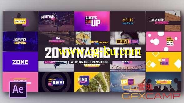 AE模板-时尚动态文字排版背景元素动画 Dynamic Modern Titles Backgrounds的图片1