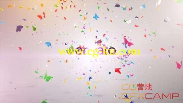 AE模板-彩色蝴蝶飞舞Logo动画 Colorful Butterfly Logo Reveal II的图片1