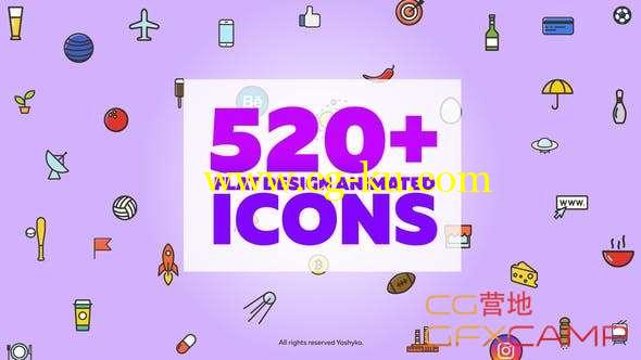 AE模板-520个插画风格矢量图标ICON动画 Vector Animated Icons的图片1