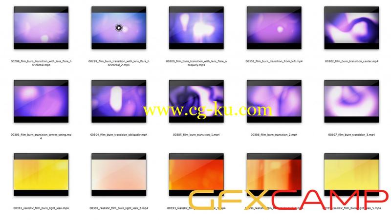 35组胶片漏光转场视频素材 35 realistic film burn light leak的图片1