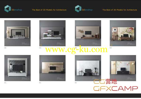电视电视柜家具室内3D模型 TV & Media Furniture 01-64 【3darcshop出品】的图片1