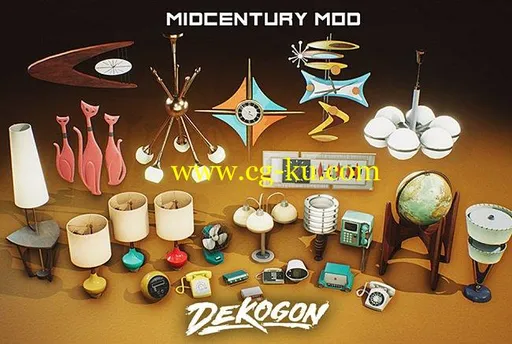 Cubebrush – Retro Mid Century Mod Props VOL.5 [UE4+Raw files]的图片1