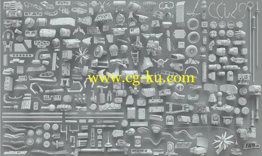3DExport – 3D Kitbash – 268 metal piece parts的图片1