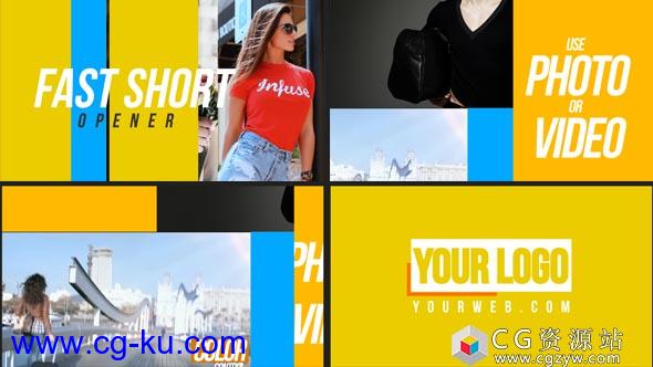 AE模板-时尚分屏切换图片包装片头 Fast Short Opener的图片1