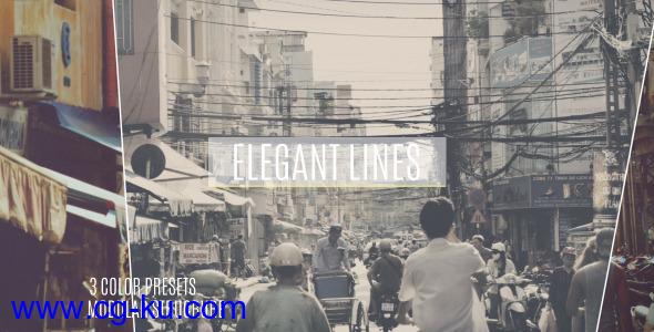 AE模板-优雅线条幻灯片分屏滑动图片展示 Elegant Lines Slideshow的图片1