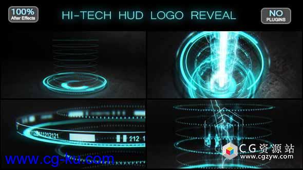 AE模板-蓝色优雅高科技HUD Logo动画 Hi-tech HUD Logo Reveal的图片1