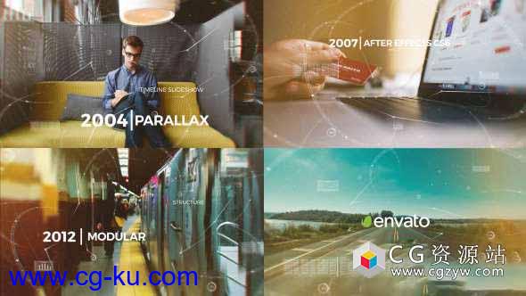 AE模板-三维视差时间线幻灯片商业电影企业图片开场 Parallax Timeline Slideshow的图片1