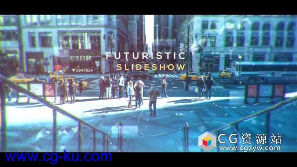 AE模板-科技感线条视差商业电影数字动态图片展示 Futuristic Slideshow的图片1