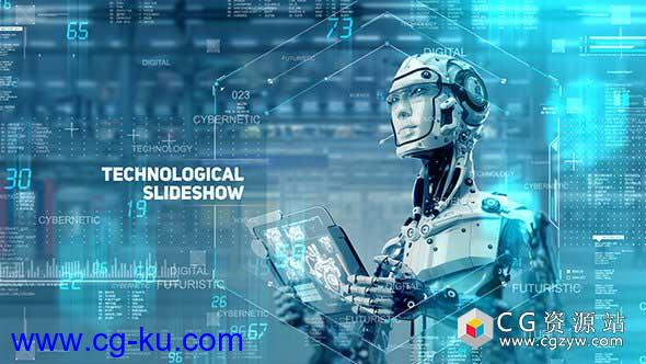 AE模板-科技感场景企业网络六边形图片信息介绍 Technological Slideshow的图片1
