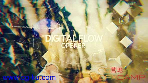 AE模板-科技感数字图形元素视差图片展示 Digital Flow – Opener的图片1