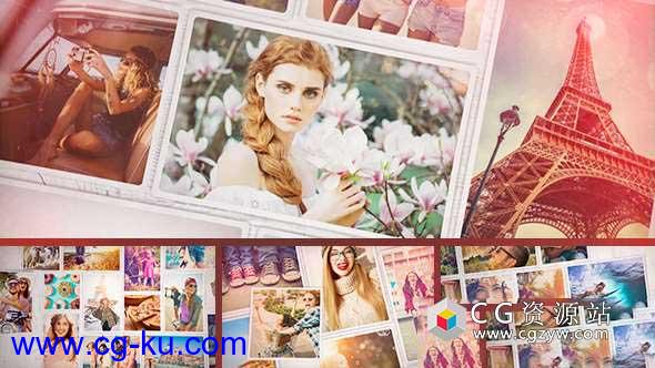 AE模板-照片幻灯片小清新照片墙回忆图片展示 Photo Slideshow的图片1