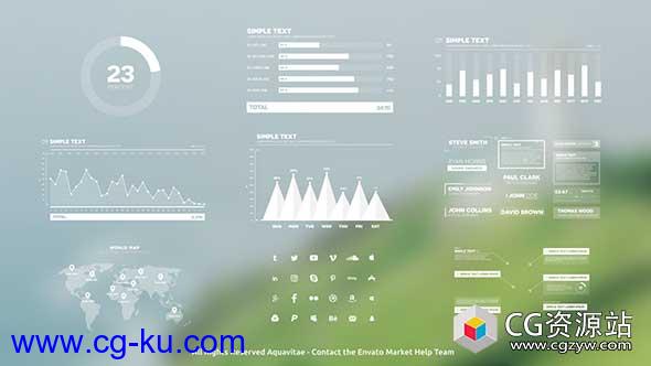 AE模板-信息图标企业数据表格柱状图饼状图HUD工具包的图片1
