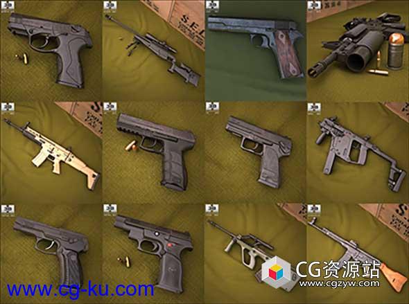 武器手枪步枪冲锋枪C4D/Max/OBJ 3D模型合集Weapons Pack的图片1