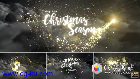AE模板-圣诞节问候闪光粒子光线云层穿梭文字标题 Christmas的图片1