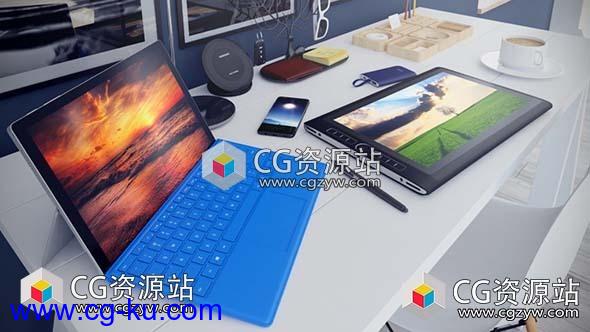 3D电子设备平板电脑模型(C4D+C4D VRAY格式)CGAxis Models Volume 77 Electronics VI的图片1