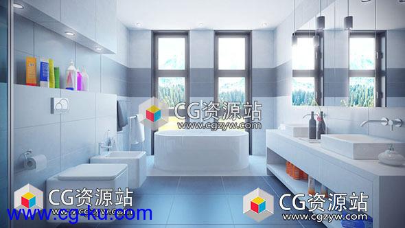 现代室内各种浴室装置三维模型包(C4D/MAX/FBX/OBJ格式)CGAxis Models Volume 84 Bathrooms III的图片1