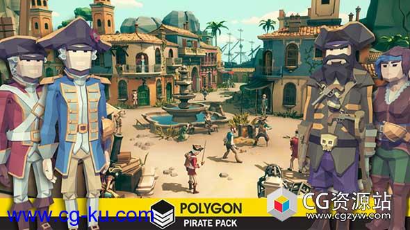 Unity低多边形海盗包角色建筑物道具物品环境资源包 Unity Asset – POLYGON – Pirates Pack v1.0的图片1