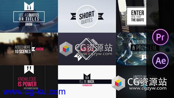 AE+PR模板-创意时尚文字标题引用动画 Short Quotes的图片1