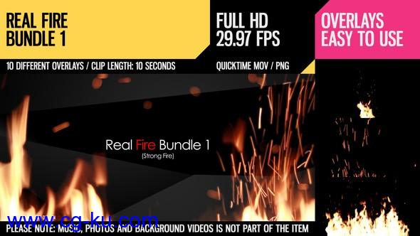 10个火焰燃烧视频素材 Real Fire Bundle 1的图片1