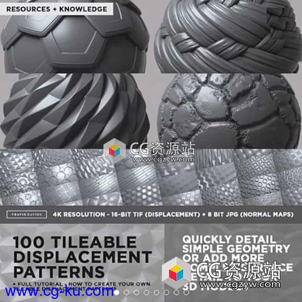 100张可平铺4K无缝纹理/Alpha图案Gumroad COMPLETE PACK 100 Tileable Displacement/Alpha Patterns的图片1