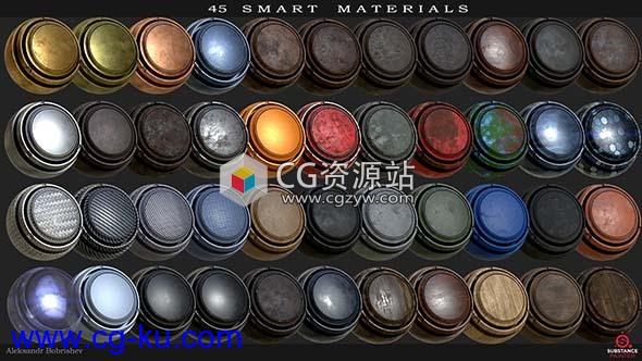 45个可用于Substance Painter 2018.2.3及以上材质预设的图片1