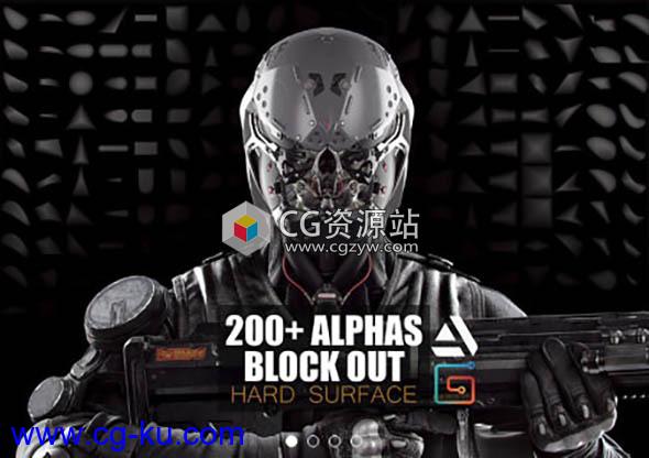 200组Zbursh硬表面alpha网格纹理雕刻笔刷的图片1