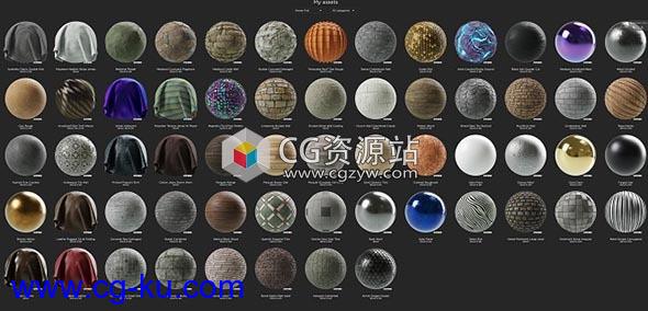 60个金属石头陶瓷瓦木纹布料织物材质包Substance Painter 60 Substances的图片1