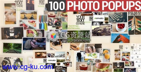 AE模板-100张照片弹出美好回忆生日家庭画廊展示动画100 Photo Popups的图片1
