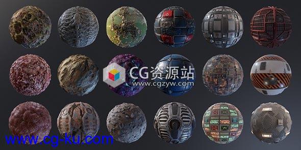 18组Substance高质量科幻风格贴图材质合集的图片1